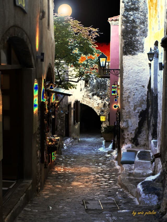 Monemvasia at night